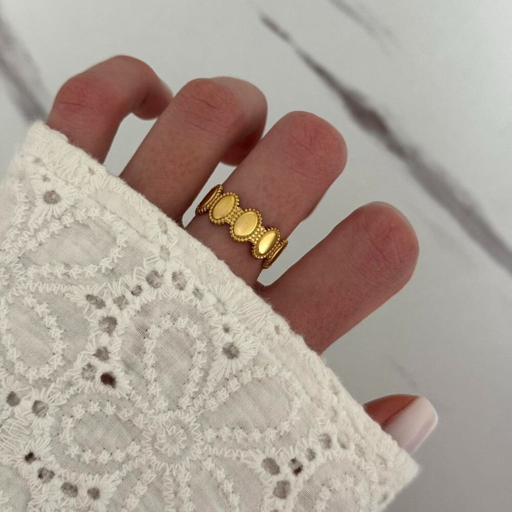 Sku0267 Retro Gold Women Casual Fashion Statement Ring Stainless steel +gift bag